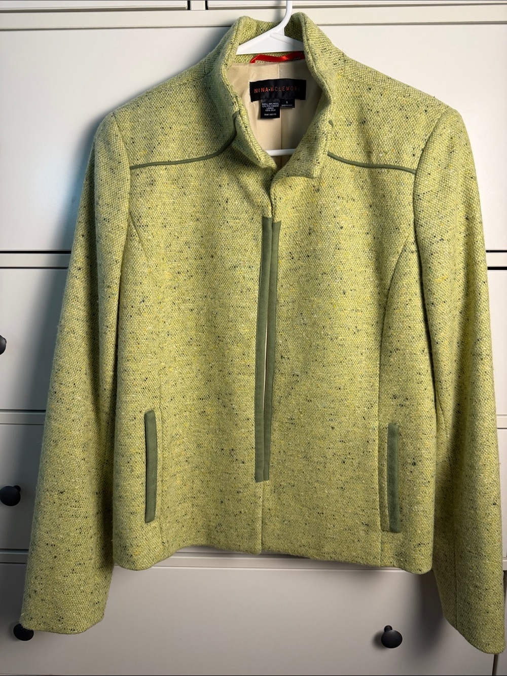Nina Mclemore Set- Lime Green Tweed Blazer and 100% Silk Matching Top - Picture 10 of 16